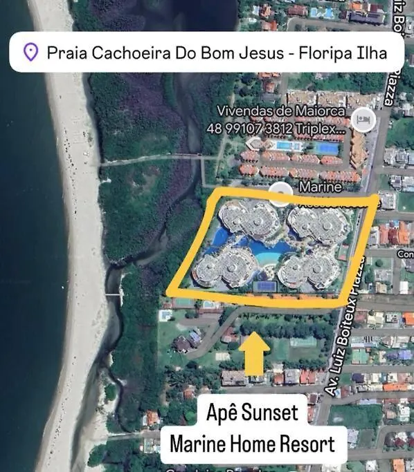Ape Acqua - Marine Resort - 3 Qtos - Pe Na Areia Florianópolis Appartamento